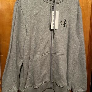 Calvin Klein Large Grey Zip Up Hoodie
